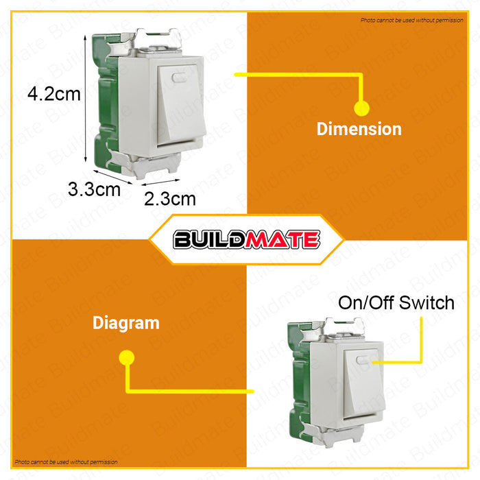 [WHOLESALE] BUILDMATE Omni 10pcs 1-Way Switch 15A 250V Single Pole Electrical Fire Retardant Light Switch WES-213 WES213