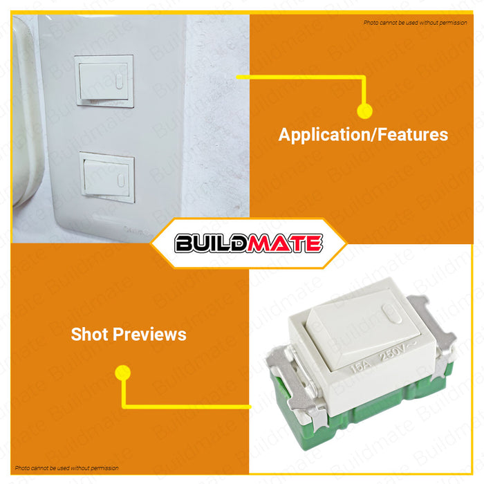 [WHOLESALE] BUILDMATE Omni 10pcs 1-Way Switch 15A 250V Single Pole Electrical Fire Retardant Light Switch WES-213 WES213