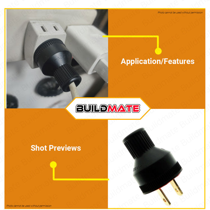 [WHOLESALE] BUILDMATE 24PCS/BOX Omni Regular Rubber Plug Black 5A 250V High Quality 2 Flat Pin Rubberized Electrical Power Plug WRR001