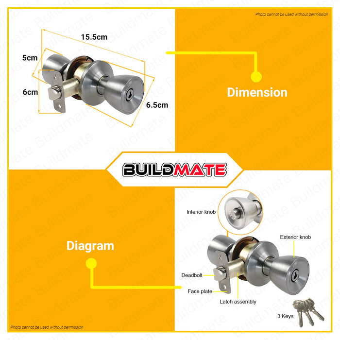 POWERHOUSE Door Knob Set Lockset 588 SS-ET •BUILDMATE• PHHT