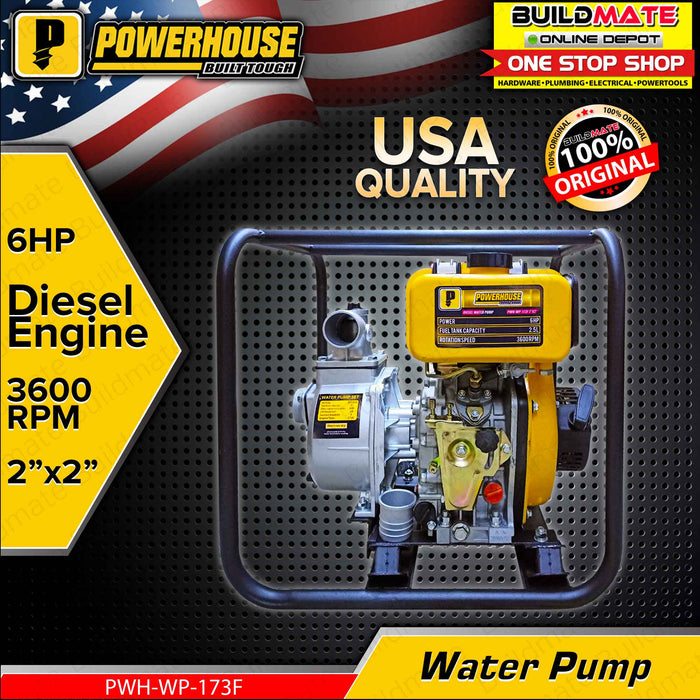 POWERHOUSE 2" x 2" Industrial Diesel Water Pump ECO Professional Series Engine PWH-WP-173F  •BUILDMATE• PHI