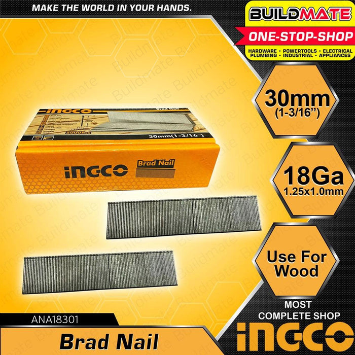 BUILDMATE Ingco 5000PCS/BOX Brad Nail Staple 20MM - 50MM for Air Brad Nailer Gun 18Ga 1.25x1mm - IHT