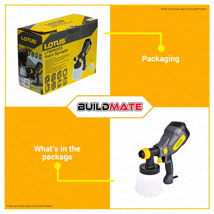 LOTUS HVLP Electric Paint Sprayer Gun Spray Gun 900ML 400W Power Painter LTSP500X •BUILDMATE•