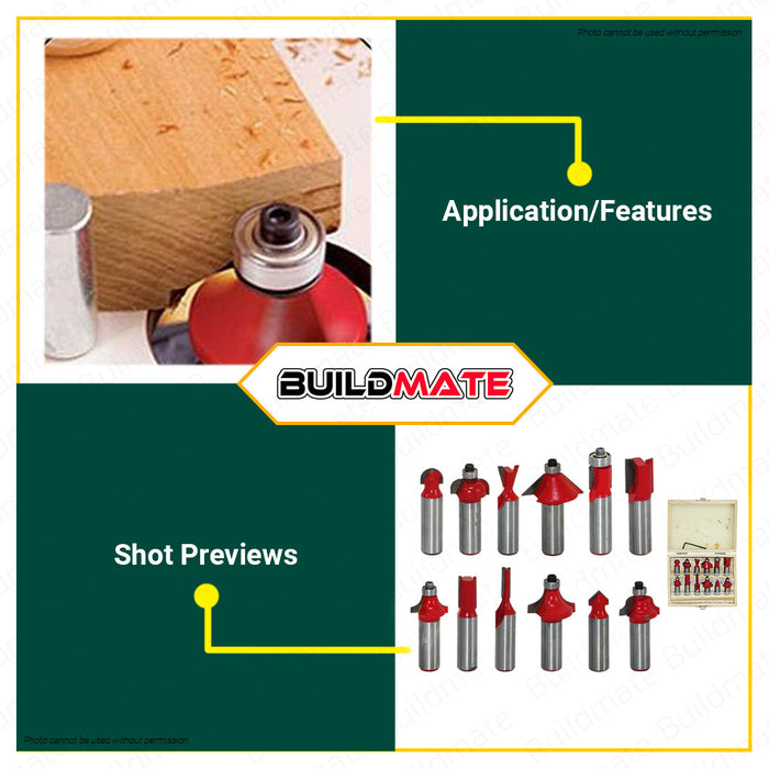 MAILTANK 12PCS/SET Router Bits 1/2" Inch Chamfer Flush Trim Forstner Bit Milling Cutters SH135 - BUILDMATE