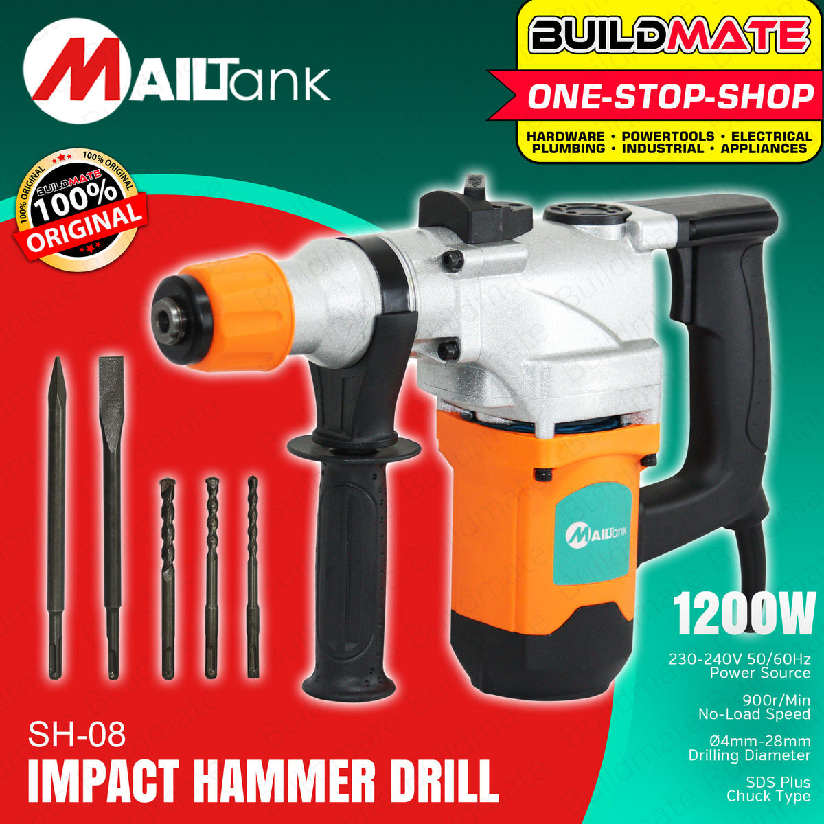 MAILTANK Rotary Hammer Drill 1200W SH08 BUILDMATE