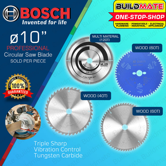 BUILDMATE Bosch Circular Saw Blade for Mitre Saw 10" Inch 40T - 120T EXPERT for Wood Blade Disc BAX