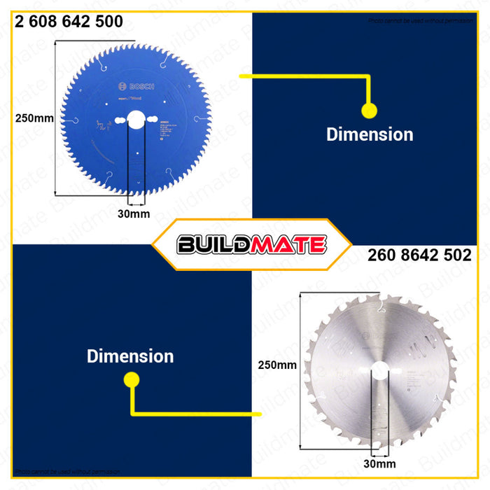 BUILDMATE Bosch Circular Saw Blade for Mitre Saw 10" Inch 22T | 80T Wood Cutting Disc Wood Blade BAX