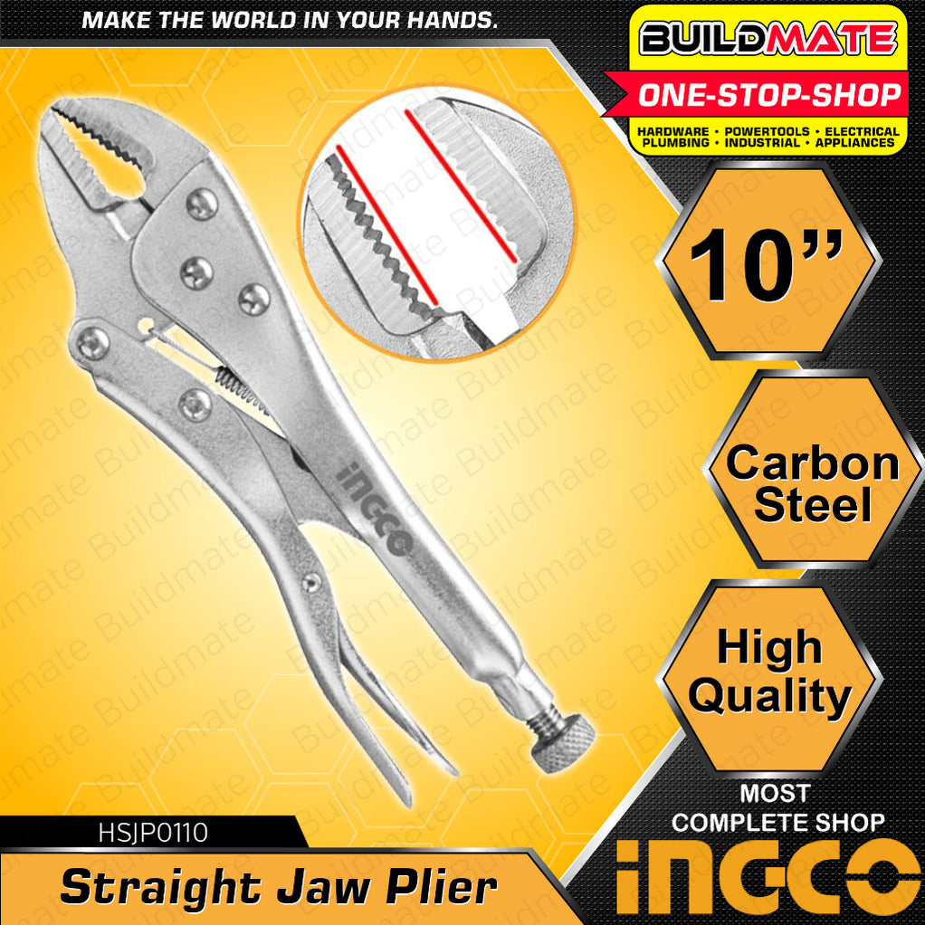 INGCO Straight Jaw Plier 10" Inch Straight Jaw Vise Grip Locking Plier ...