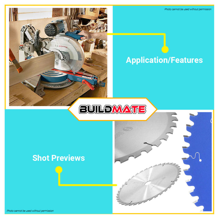 BUILDMATE Bosch Circular Saw Blade for Mitre Saw 10" Inch 40T - 120T EXPERT for Wood Blade Disc BAX