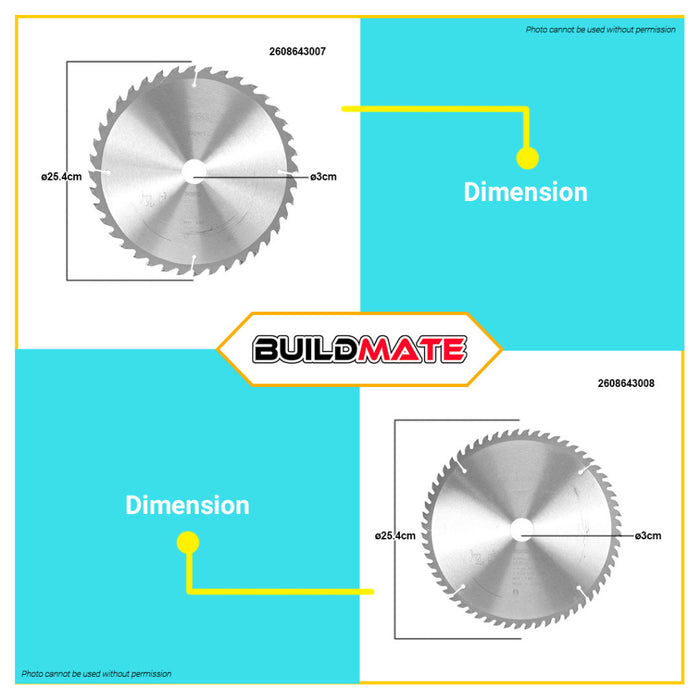 BUILDMATE Bosch Circular Saw Blade for Mitre Saw 10" Inch 40T - 120T EXPERT for Wood Blade Disc BAX