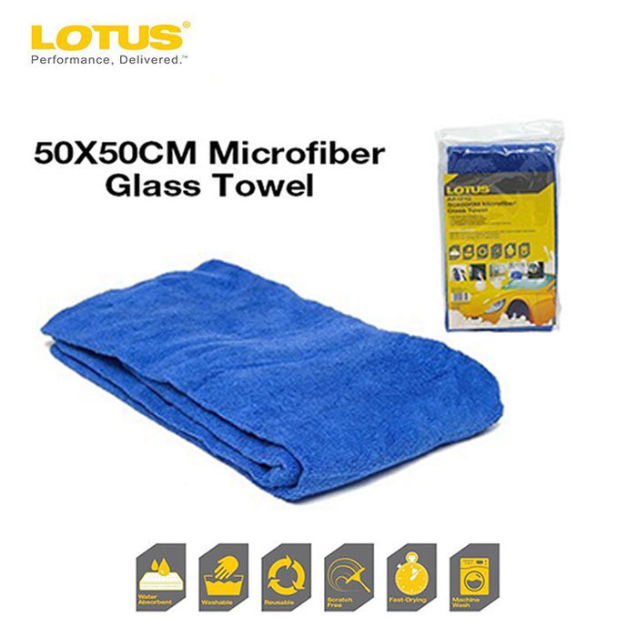 LOTUS Microfiber Glass Towel Cleaning Cloth 50x50cm AA1210 •BUILDMATE Car Care•