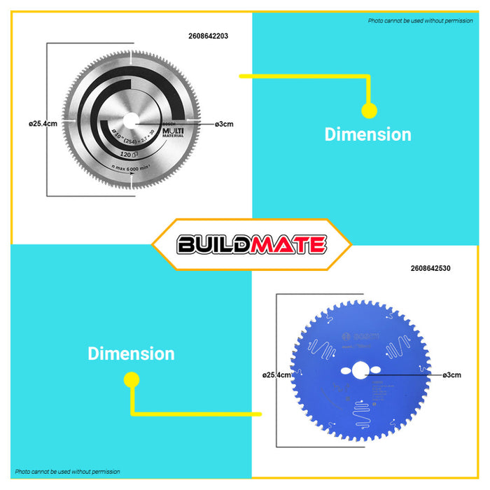 BUILDMATE Bosch Circular Saw Blade for Mitre Saw 10" Inch 40T - 120T EXPERT for Wood Blade Disc BAX