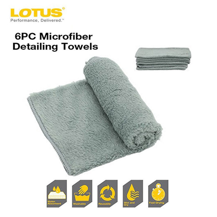 LOTUS Microfiber Detailing Towels Cleaning Cloth 6pcs AA1290 •BUILDMATE Car Care•