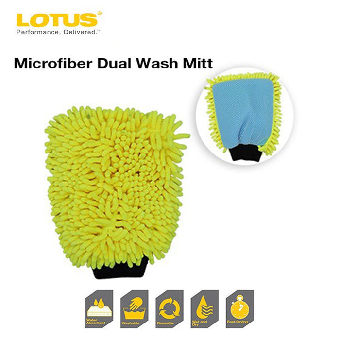 LOTUS Microfiber Dual Wash MITT Cleaning Gloves Cloth AA1270 •BUILDMATE Car Care•