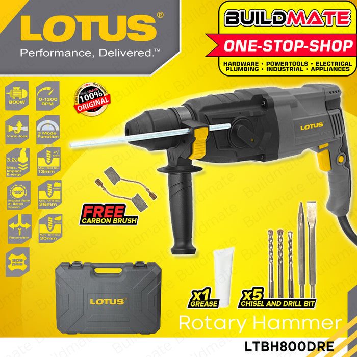 BUILDMATE Lotus Rotary Hammer 800W 2kg 3Mode SDS Plus Concrete Breaker Chipping Gun LTBH800DRE • LPT