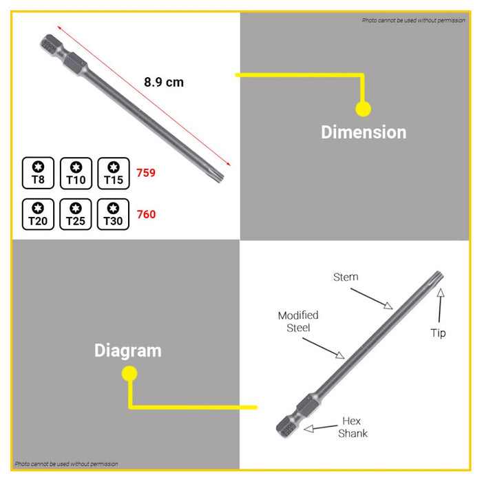 BUILDMATE Bosch 3PCS/SET 89MM Screwdriver Torx Drill Bit Extra Hard for Rotary Drills Drivers - BAX