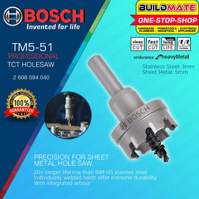 BUILDMATE Bosch TCT Hole Saw for Drilling Metal / Stainless 20MM - 51MM Tungsten Carbide Sawing BAX