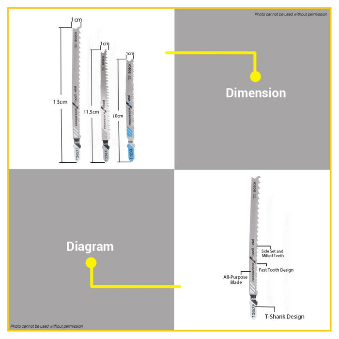 BUILDMATE Bosch 3PCS Jigsaw Blade Set Progressor T-Shank for Wood and Metal Cutting 2607010515 - BAX
