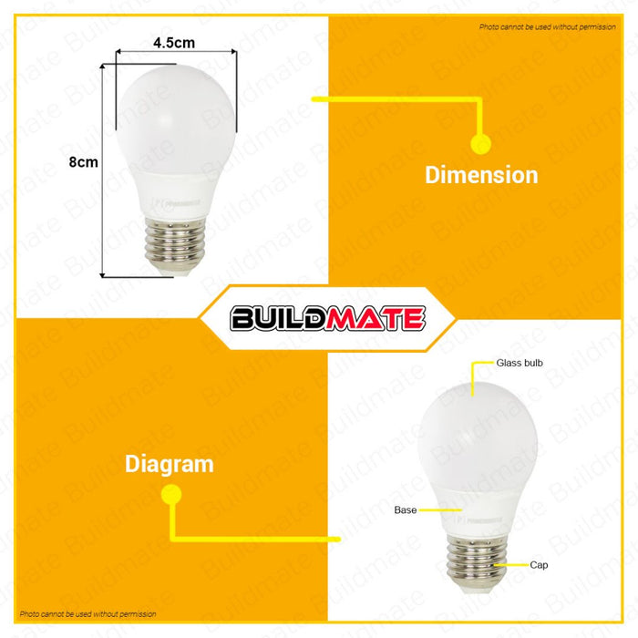 BUILDMATE Powerhouse 4W Electric Led Classic Bulb Indoor Office Light DAYLIGHT 6500K A45 PHECBE27-4W