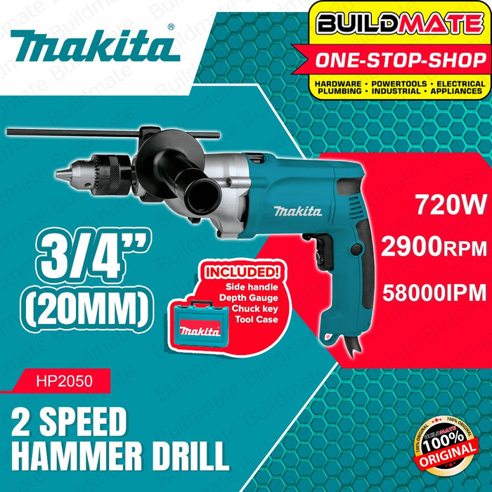 BUILDMATE Makita 720W Electric Impact Hammer Drill 2-Speed 3/4" Inch Reversible Variable Speed HP2050