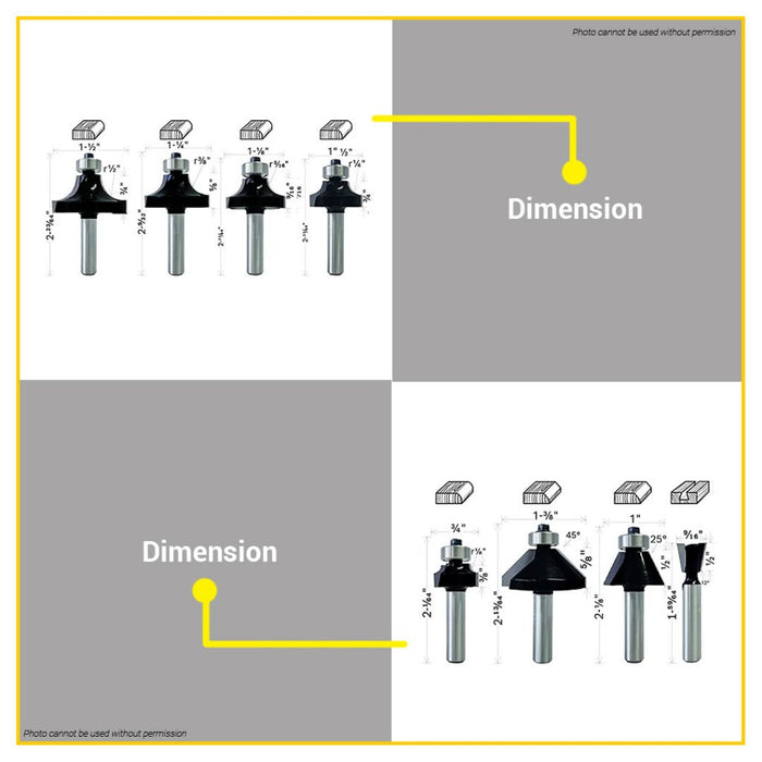 BUILDMATE Bosch 30PCS/SET Router Bit Set Trim & Edging 1/4" Inch Shank Mixed Cutter for Wood - BAX