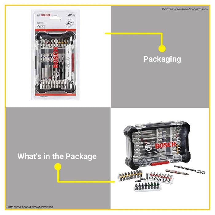 BUILDMATE Bosch 20PCS/SET Extra Hard Pick and Click Mixed Drill Bits & Drive Bit Set 2608522422 BAX