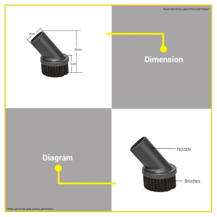 BUILDMATE Bosch 35MM Small Round Brush Nozzle Accessories for Dust Extractors 1609390481 - BAX