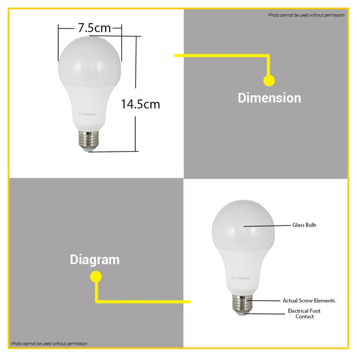 LIGHTHOUSE / POWERHOUSE 20W Electric Led Classic Bulb Office Light DAYLIGHT WARM WHITE E27 LHCBE27-20W | PHECBE27-20 •BUILDMATE• PHE