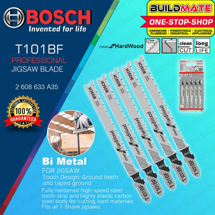 BUILDMATE Bosch 100MM 5PCS Jigsaw Blade Set BIM Saw Blades T101BF Clean for Hard Wood 2608634234 BAX