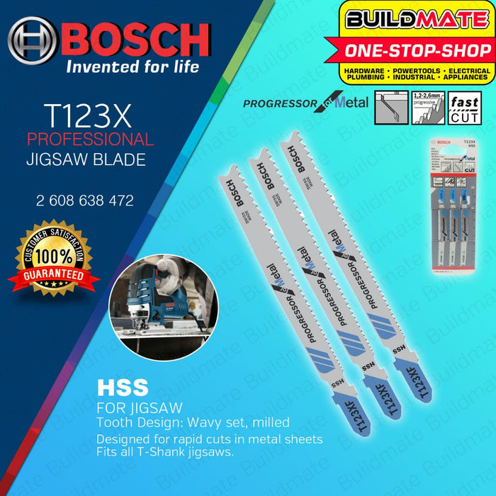 BUILDMATE Bosch 100MM 3PCS Jigsaw Blade Set HSS Straight Cut Progressor for Metal 2608638472 - BAX