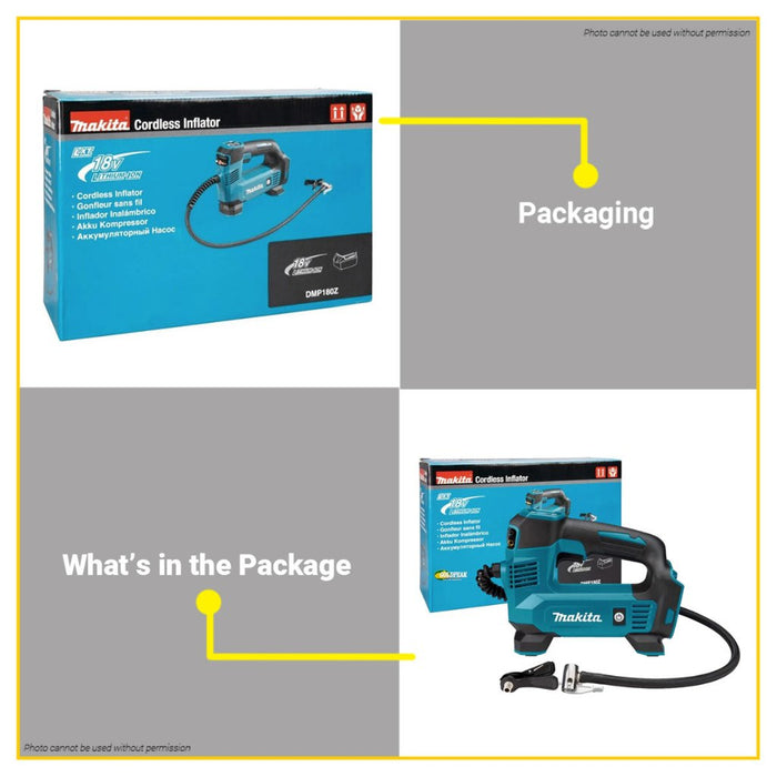 MAKITA 18V Lithium-Ion Cordless Tire Inflator 121PSI Air Pump Compressor Car Portable Tyre Inflator DMP180Z •BUILDMATE•