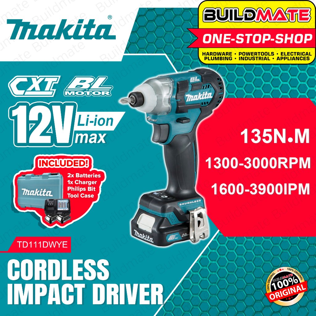 BUILDMATE Makita 12V Cordless Impact Driver Max with 2 Battery CXT TD1 ...