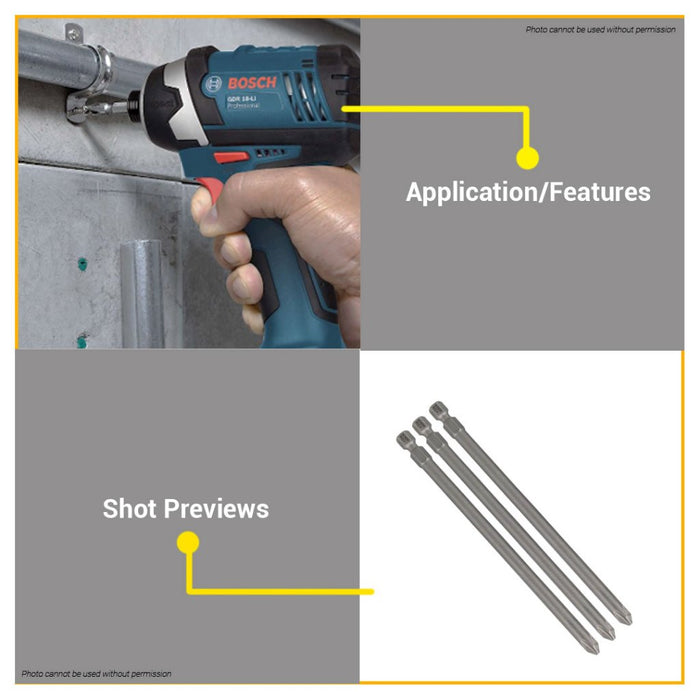 BUILDMATE Bosch 3PCS/SET 99mm Extra Hard Screwdriver Bit Phillip for Rotary Drills / Driver - BAX