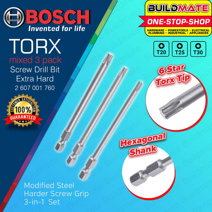 BUILDMATE Bosch 3PCS/SET 89MM Screwdriver Torx Drill Bit Extra Hard for Rotary Drills Drivers - BAX