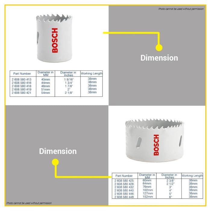 BUILDMATE Bosch Bi-Metal Hole Saw for Metal and Wood Cutter 16MM - 38MM Impact Drill Cutting - BAX