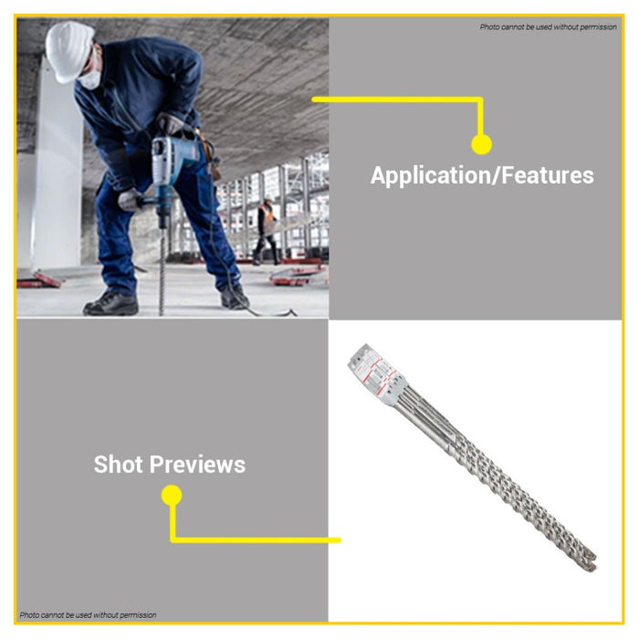 BUILDMATE Bosch SDS MAX-4 Rotary Hammer Drill Bit 16MM - 25MM for Concrete & Masonry Drilling - BAX