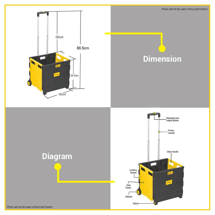 BUILDMATE Lotus 8Gal Collapsible Trolley Crate Foldable Hand Truck Shopping Push Cart LTHT80TCX LHT