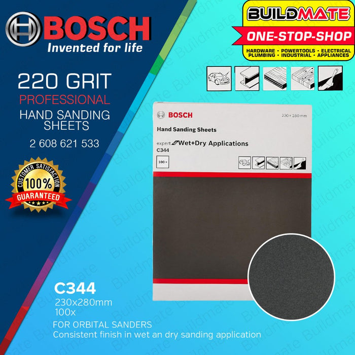 BUILDMATE Bosch 230x280mm Hand Sanding Sheet Sandpaper C344 Expert for Wet & Dry Orbital Sanders BAX