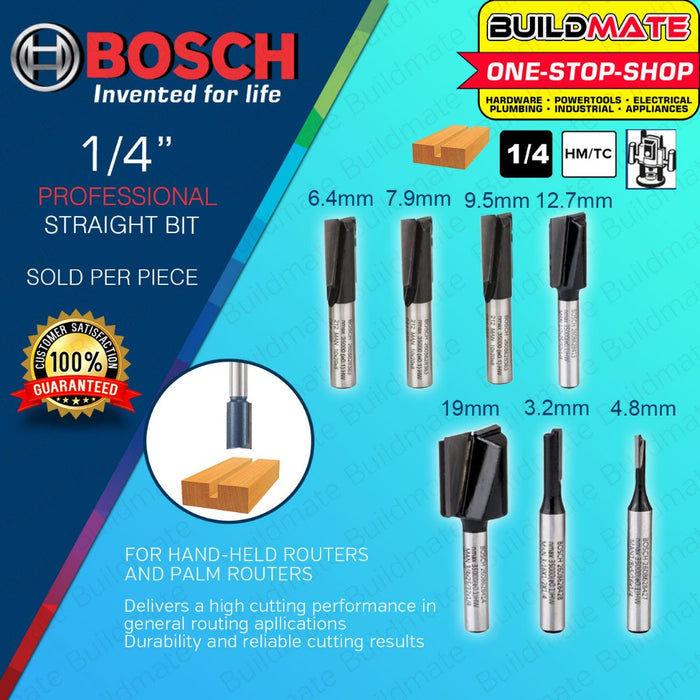 BOSCH Router Straight Bit 1/4" Inch Shank Standard for Wood Handheld Palm Routers •BUILDMATE• BAX