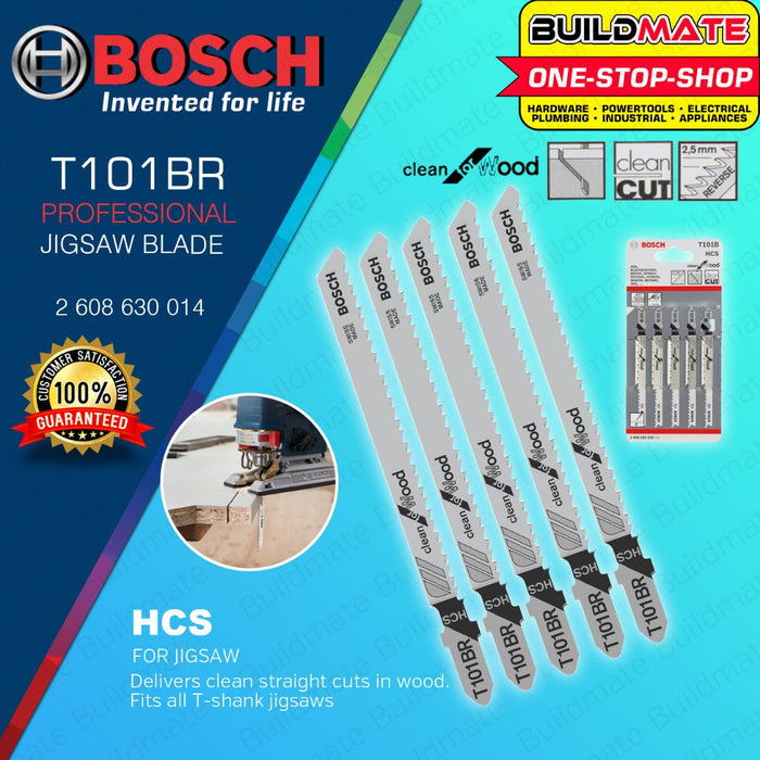 BUILDMATE Bosch 100MM 5PCS Jigsaw Blade Set HCS Straight Cut Saw Blades Clean for Wood Cutting - BAX