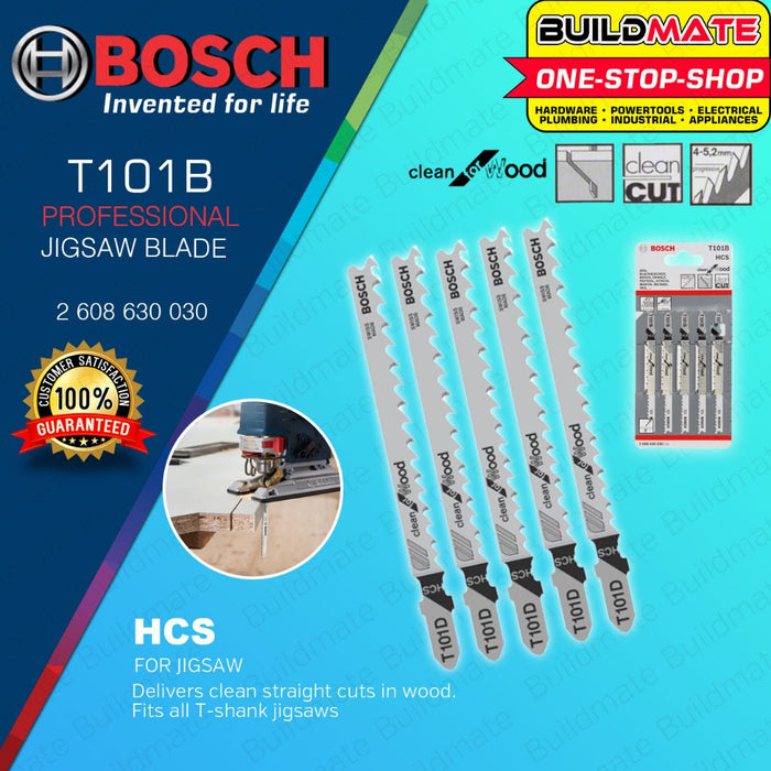 BUILDMATE Bosch 100MM 5PCS Jigsaw Blade Set HCS Straight Cut Saw Blades Clean for Wood Cutting - BAX