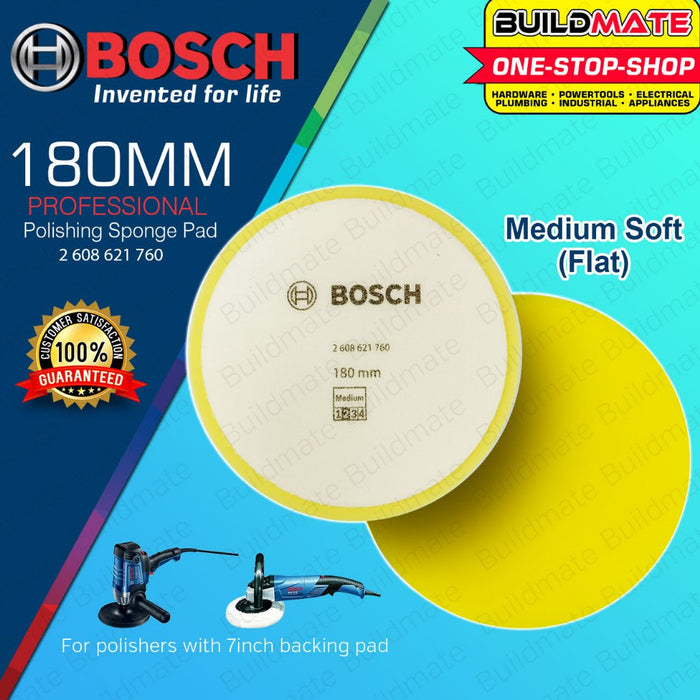 BUILDMATE Bosch 180mm Polishing Sponge Accessories for Polisher with 7" Inch Backing Pad Flat - BAX