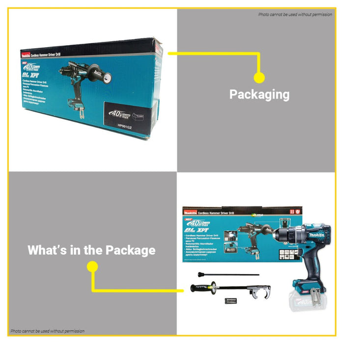 BULDMATE Makita 40V Max Li-Ion Cordless Hammer Driver Drill Reversible Variable Speed XGT HP001GZ