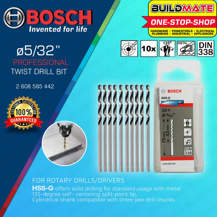 BUILDMATE Bosch 10PCS/SET HSS-G Twist Drill Bits 1/16" - 1/2" Inch Metal Drilling for Rotary - BAX