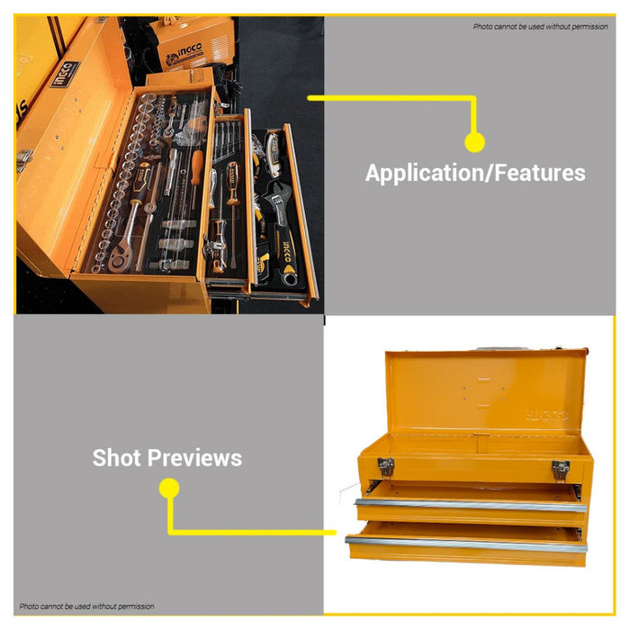BUILDMATE Ingco Drawer Portable Tool Box 3Layers Steel Cabinet Organizer Storage Toolbox HTB06 - IHT