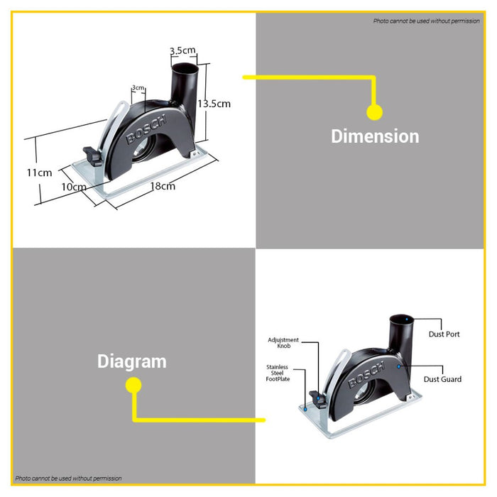 BUILDMATE Bosch 100MM Dust Extraction Guard Collection Attachment Cutting Guide 1619P06514 - BAX