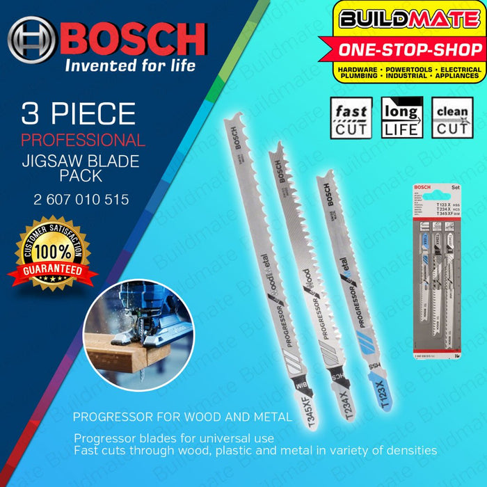 BUILDMATE Bosch 3PCS Jigsaw Blade Set Progressor T-Shank for Wood and Metal Cutting 2607010515 - BAX