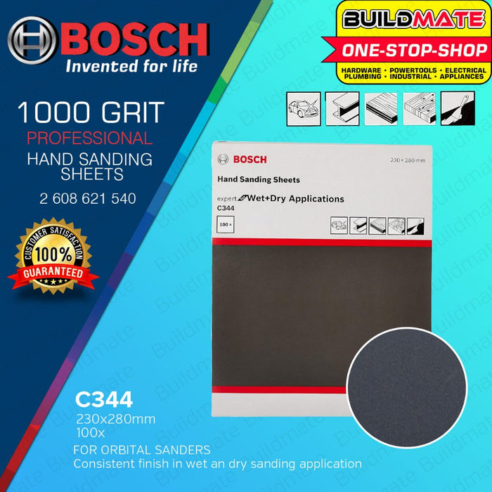 BUILDMATE Bosch 230x280mm Hand Sanding Sheet Sandpaper C344 Expert for Wet & Dry Orbital Sanders BAX