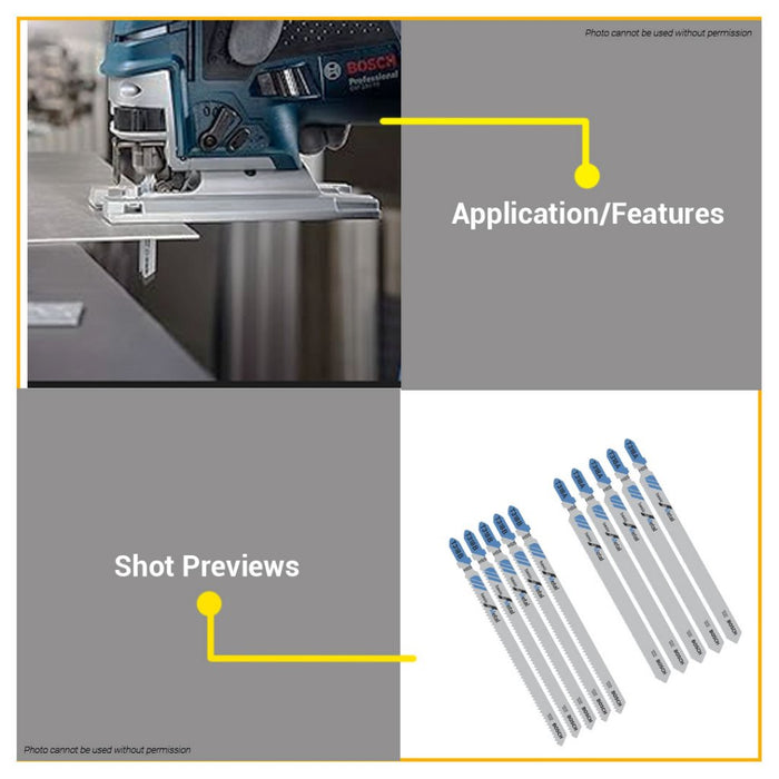 BUILDMATE Bosch 132MM 5PCS Jigsaw Blade Set HSS Straight Cut Saw Blades Basic for Metal Cutting BAX