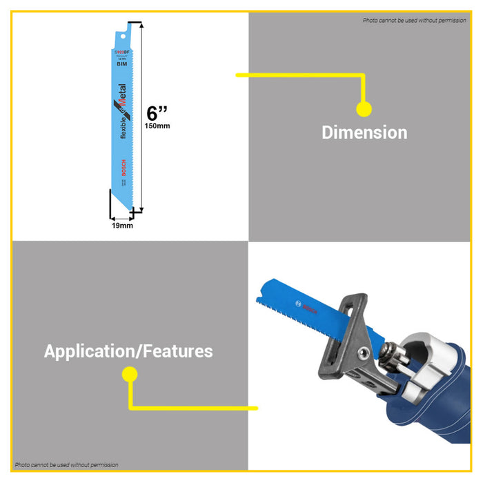 BUILDMATE Bosch 25PCS/SET 150MM Reciprocating Saw Blade BIM Flexible for Metal Cutting S922BF - BAX